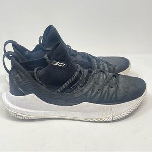 Under Armour Curry 5 Shoes Mens 8 Black White Silver Sneakers 3020657-101